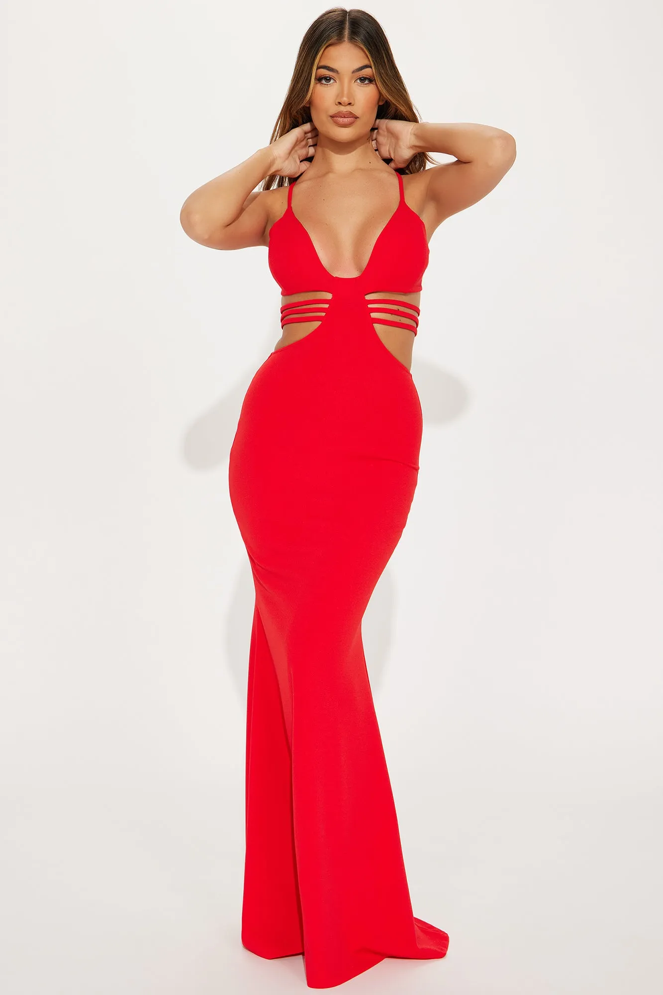 Stella Strappy Gown - Red sold by Fashion Nova