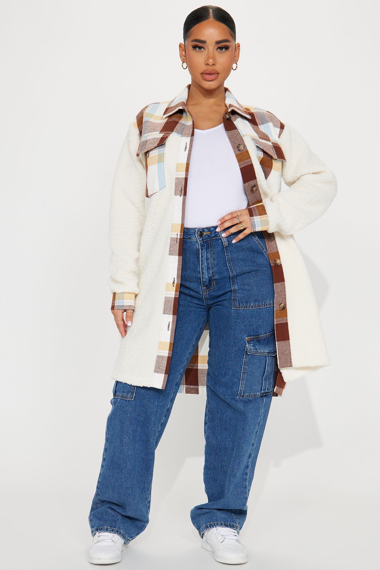 Two Faced Shacket - Cream sold by Fashion Nova