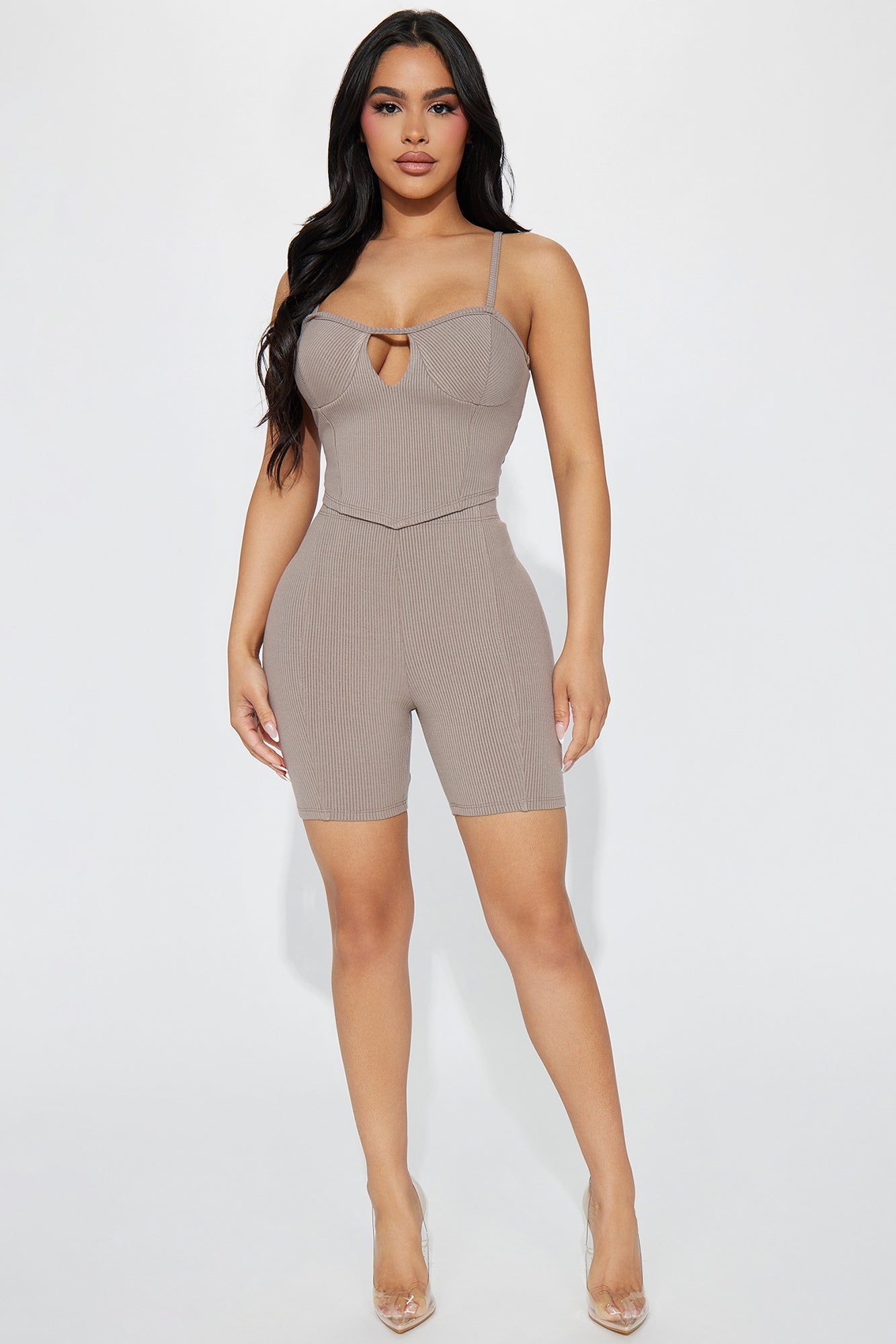 Helen Heavy Rib Short Set - Mocha sold by Fashion Nova