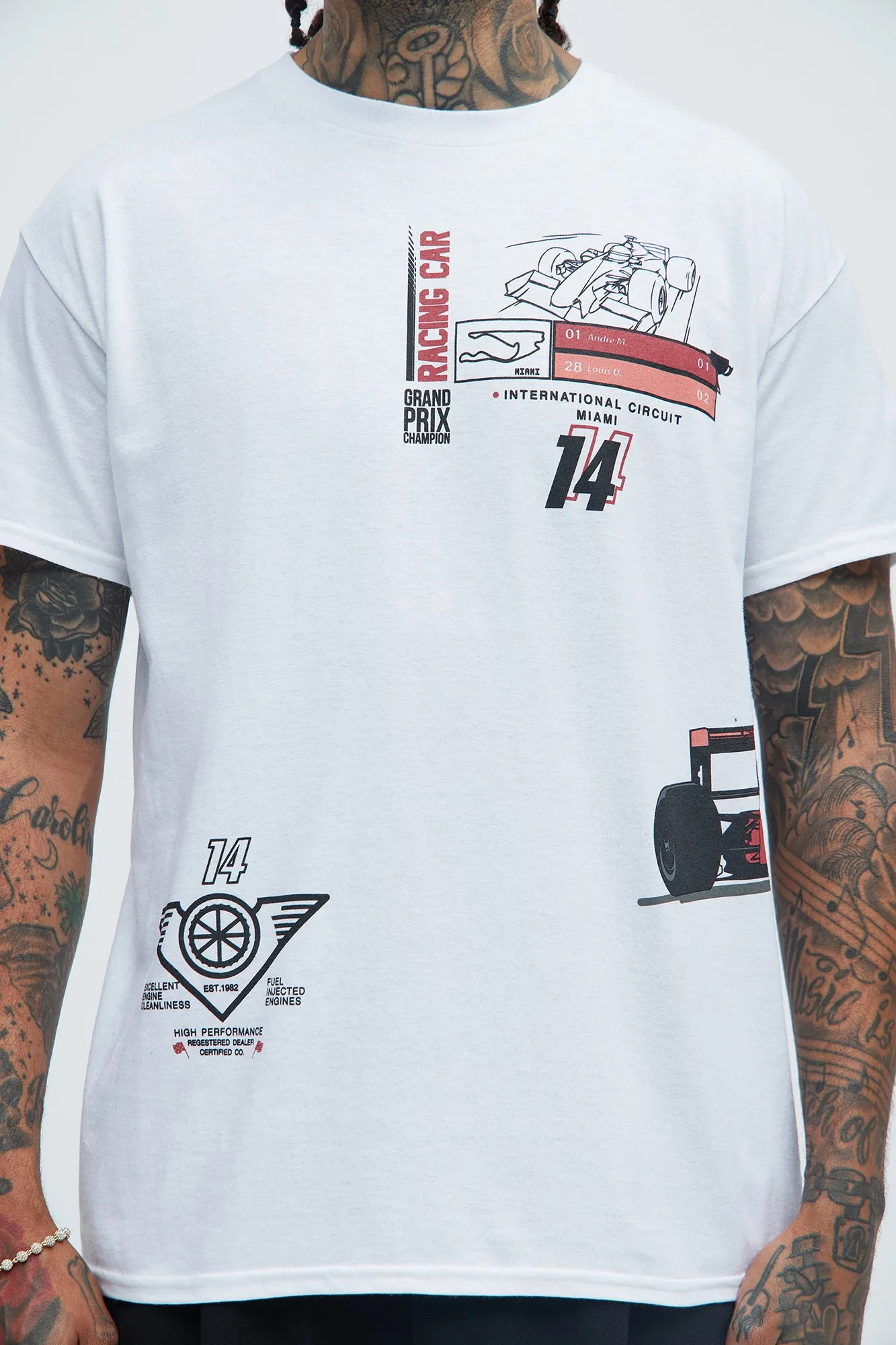 Grand Prix Racing Car Short Sleeve Tee - White sold by Fashion Nova