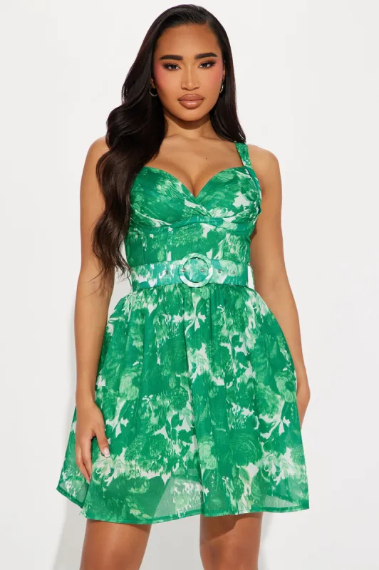 Dottie Belted Mini Dress - Green sold by Fashion Nova