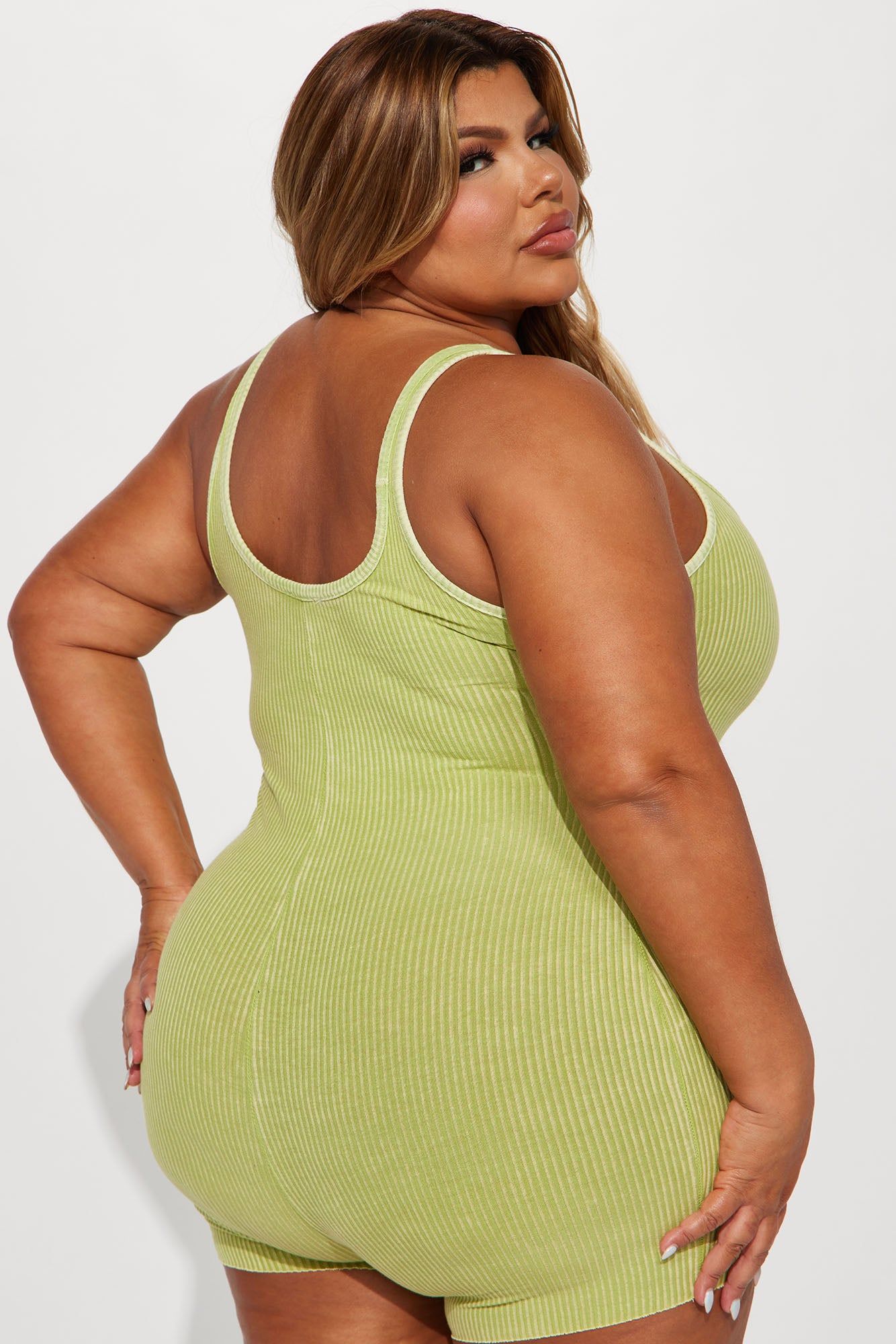 Amina Mineral Wash Romper - Lime sold by Fashion Nova product image thumbnail 6