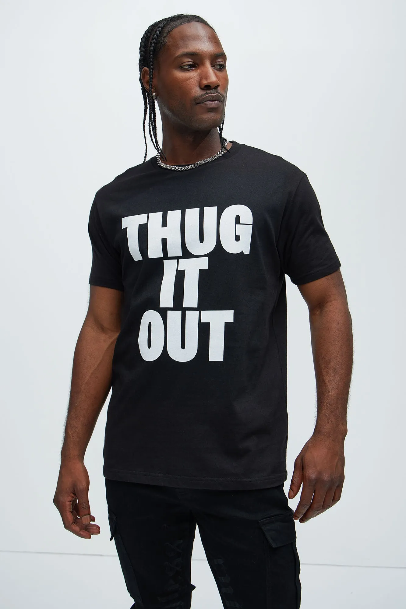 Thug It Out Short Sleeve Tee - Black sold by Fashion Nova