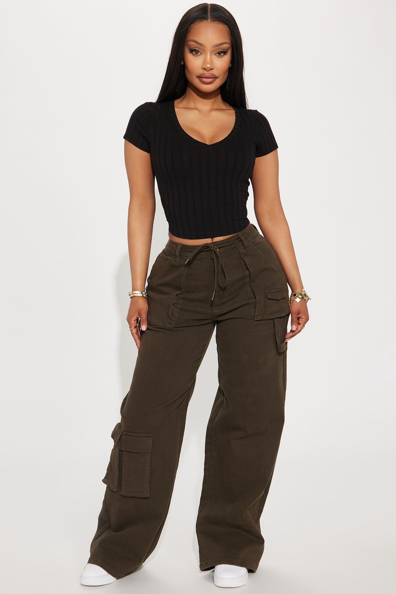 Olivia Wide Leg Cargo Pant - Olive sold by Fashion Nova