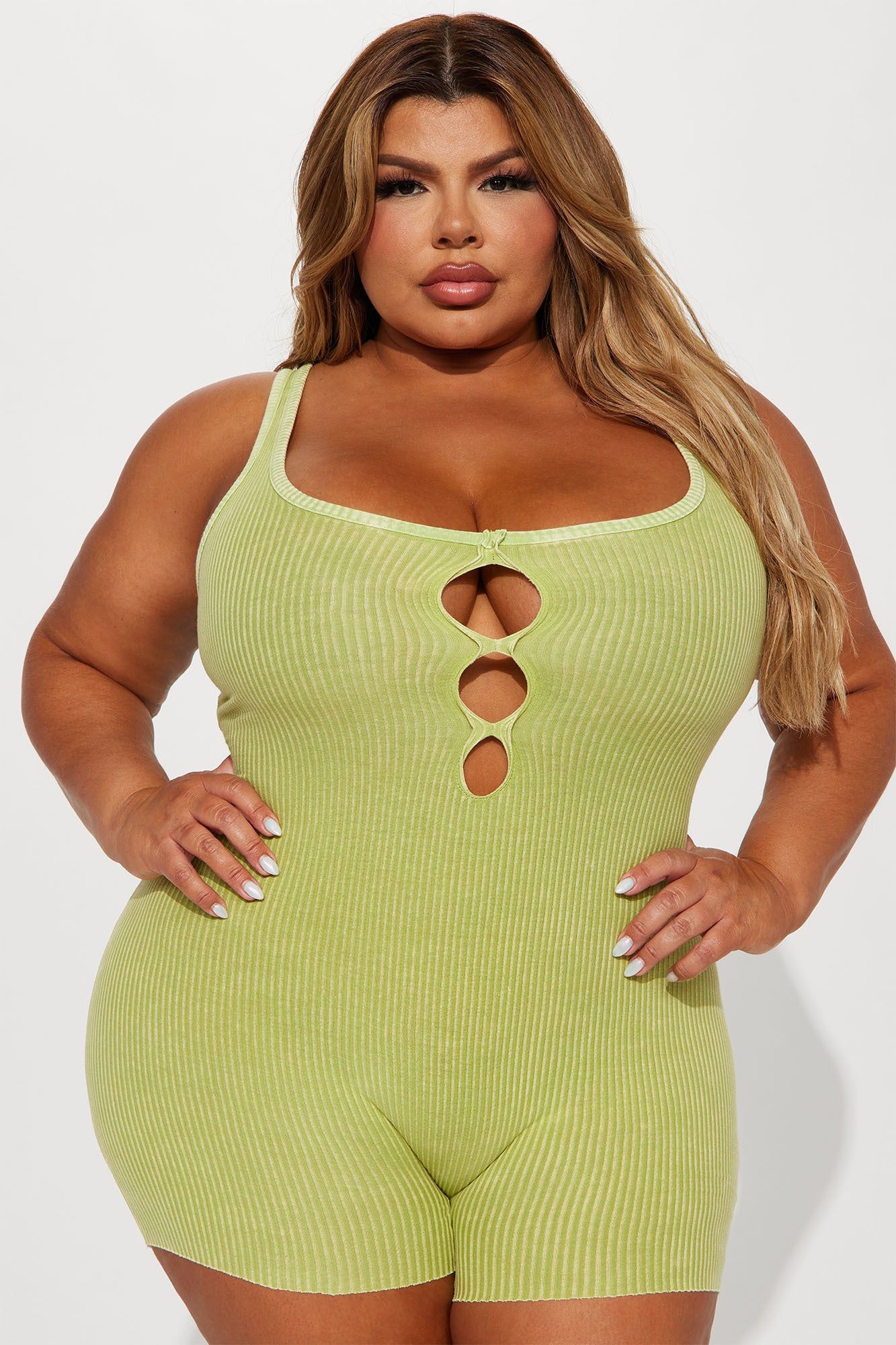 Amina Mineral Wash Romper - Lime sold by Fashion Nova product image thumbnail 5