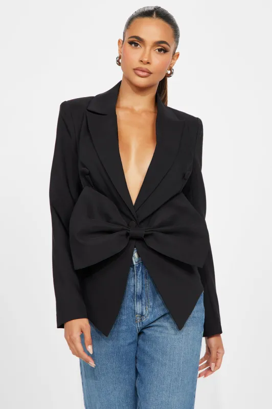 Bow Down Blazer - Black sold by Fashion Nova