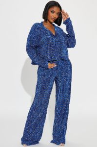 Romi Plisse Pant Set - Royal sold by Fashion Nova