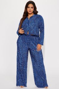 Romi Plisse Pant Set - Royal sold by Fashion Nova