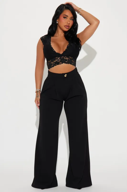 What Matters Most Wide Leg Trouser - Black sold by Fashion Nova
