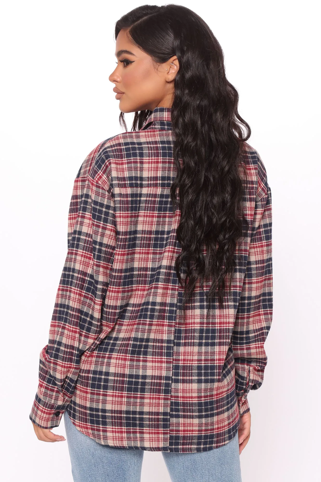 Change of Plaids Flannel Shirt - Navy/combo sold by Fashion Nova product image thumbnail 3