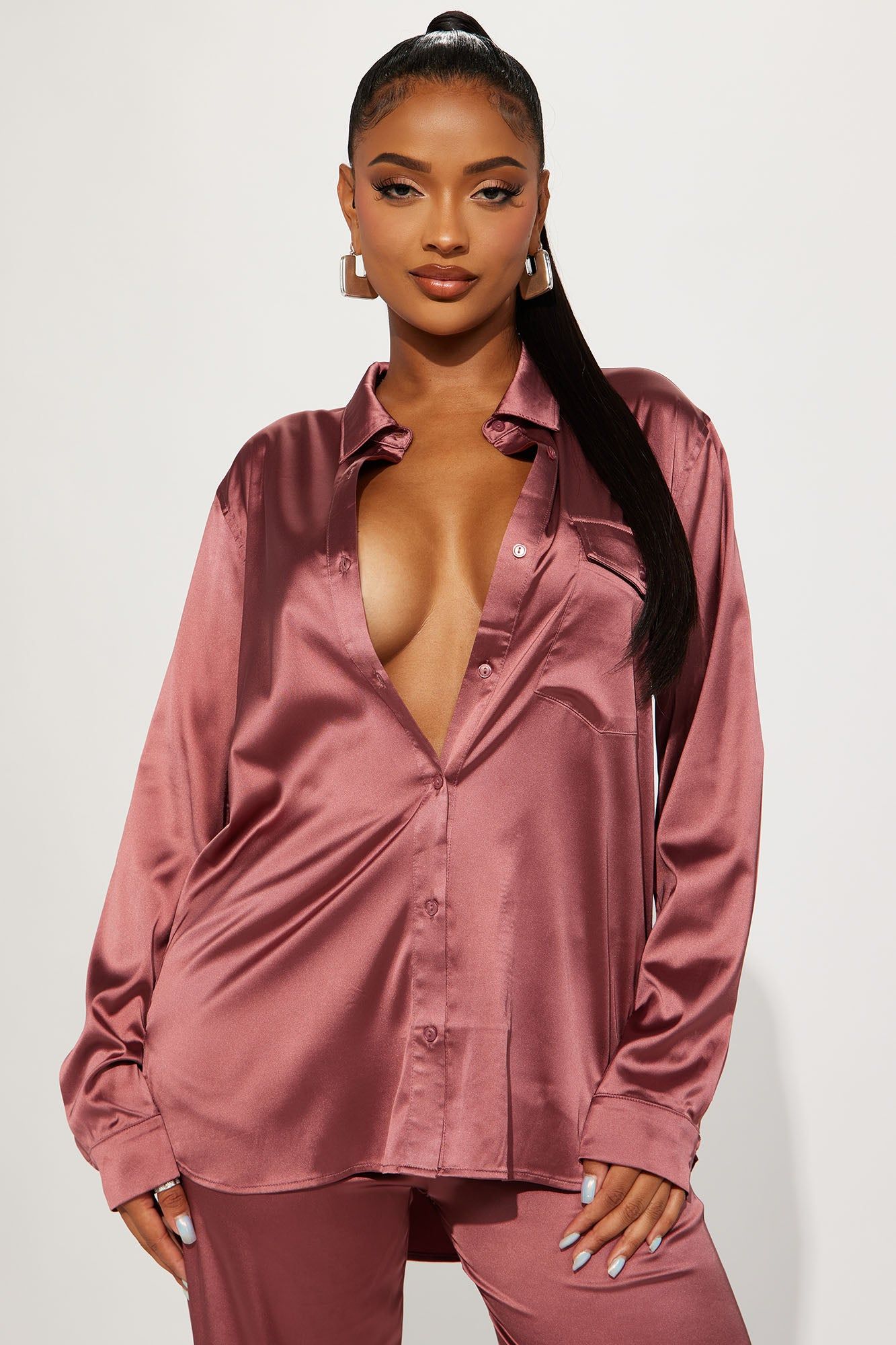 Mila Satin Pant Set - Mauve sold by Fashion Nova product image thumbnail 2