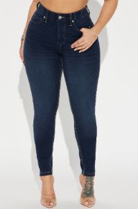 Off The Record Knit Denim Stretch Skinny Jeans - Dark Wash sold by Fashion Nova