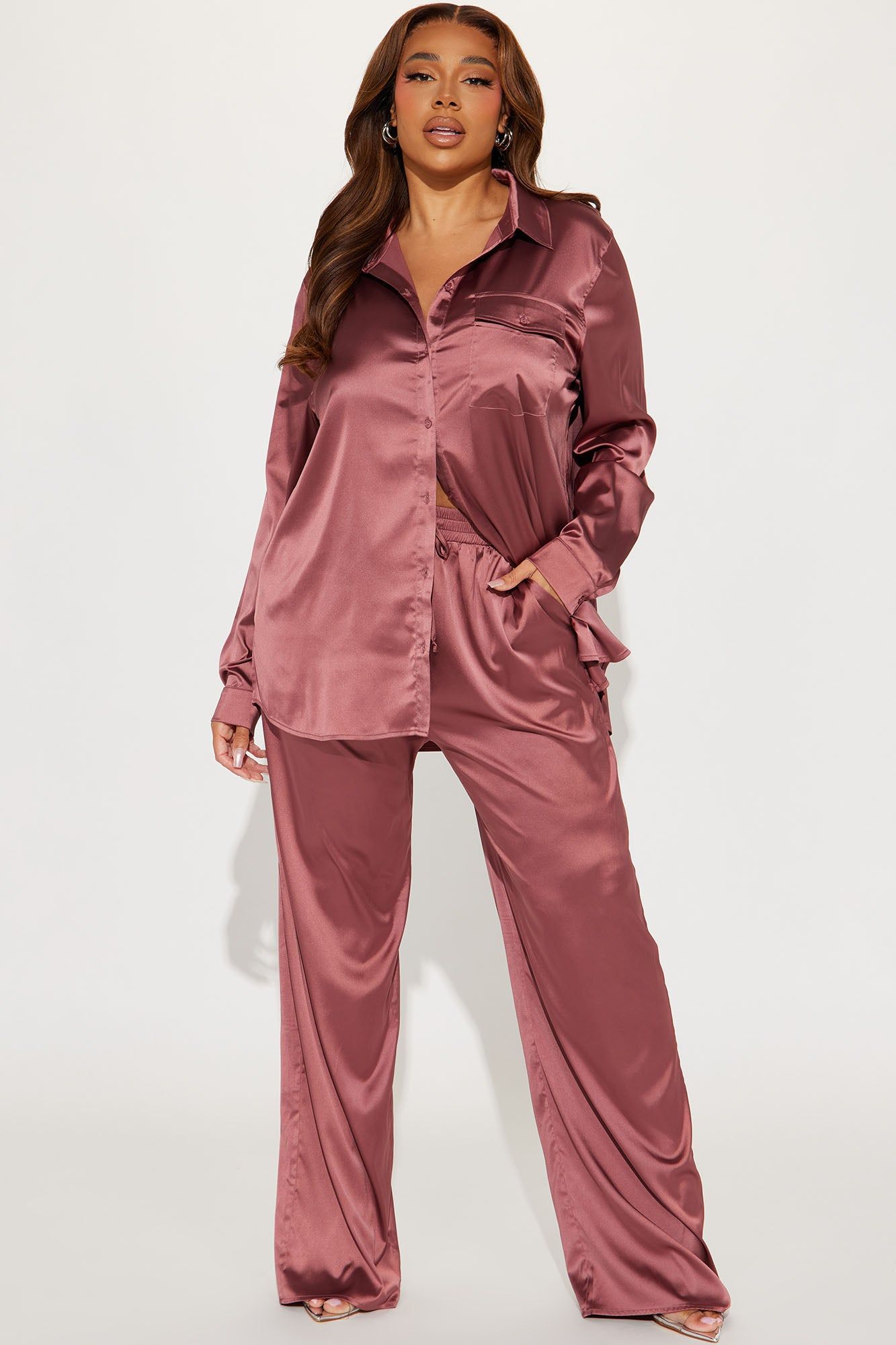 Mila Satin Pant Set - Mauve sold by Fashion Nova product image thumbnail 4