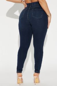 Off The Record Knit Denim Stretch Skinny Jeans - Dark Wash sold by Fashion Nova