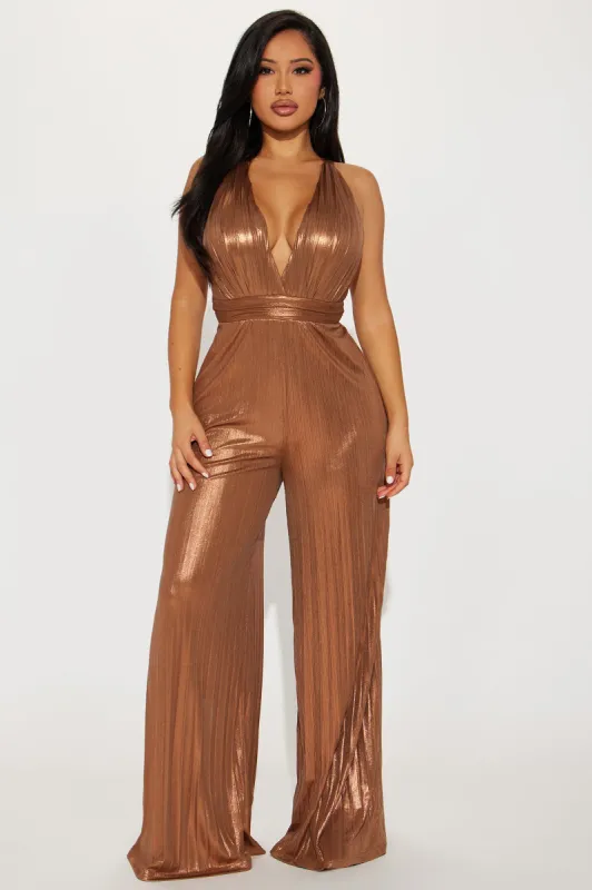 Thoughts Of You Jumpsuit - Bronze sold by Fashion Nova