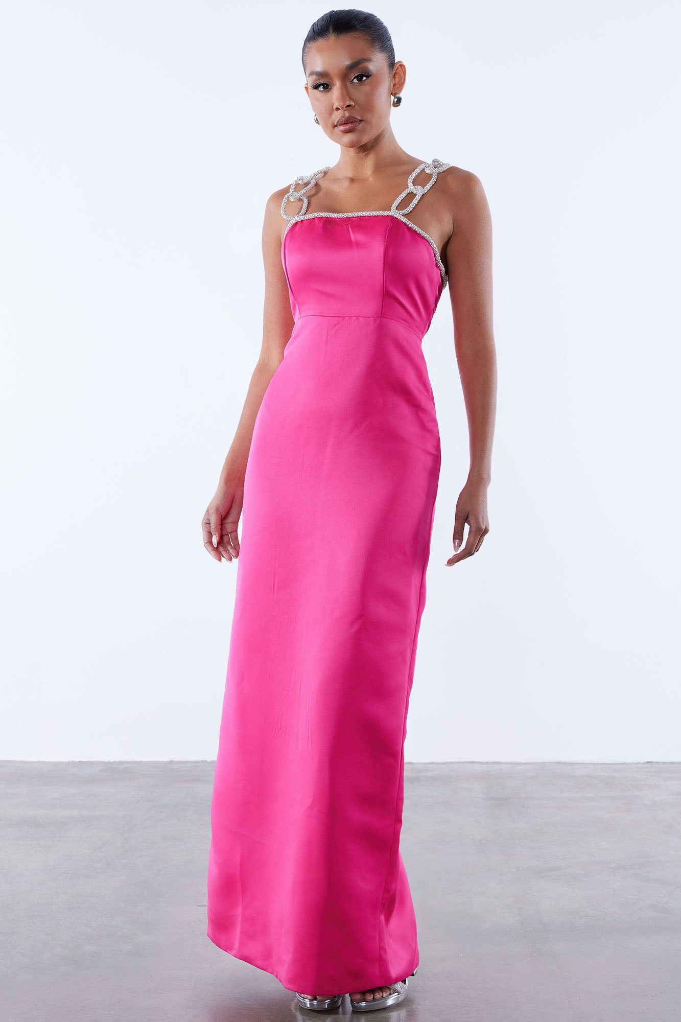 Valerie Embellished Maxi Dress - Hot Pink sold by Fashion Nova