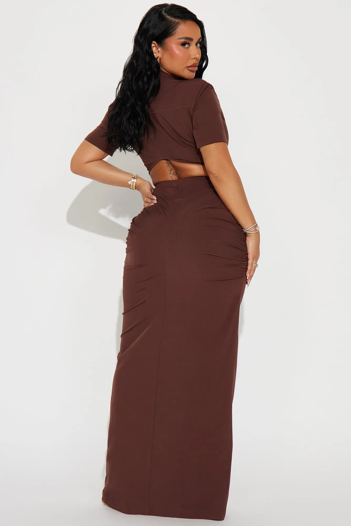 Jennifer Collared Maxi Dress - Chocolate sold by Fashion Nova product image thumbnail 3