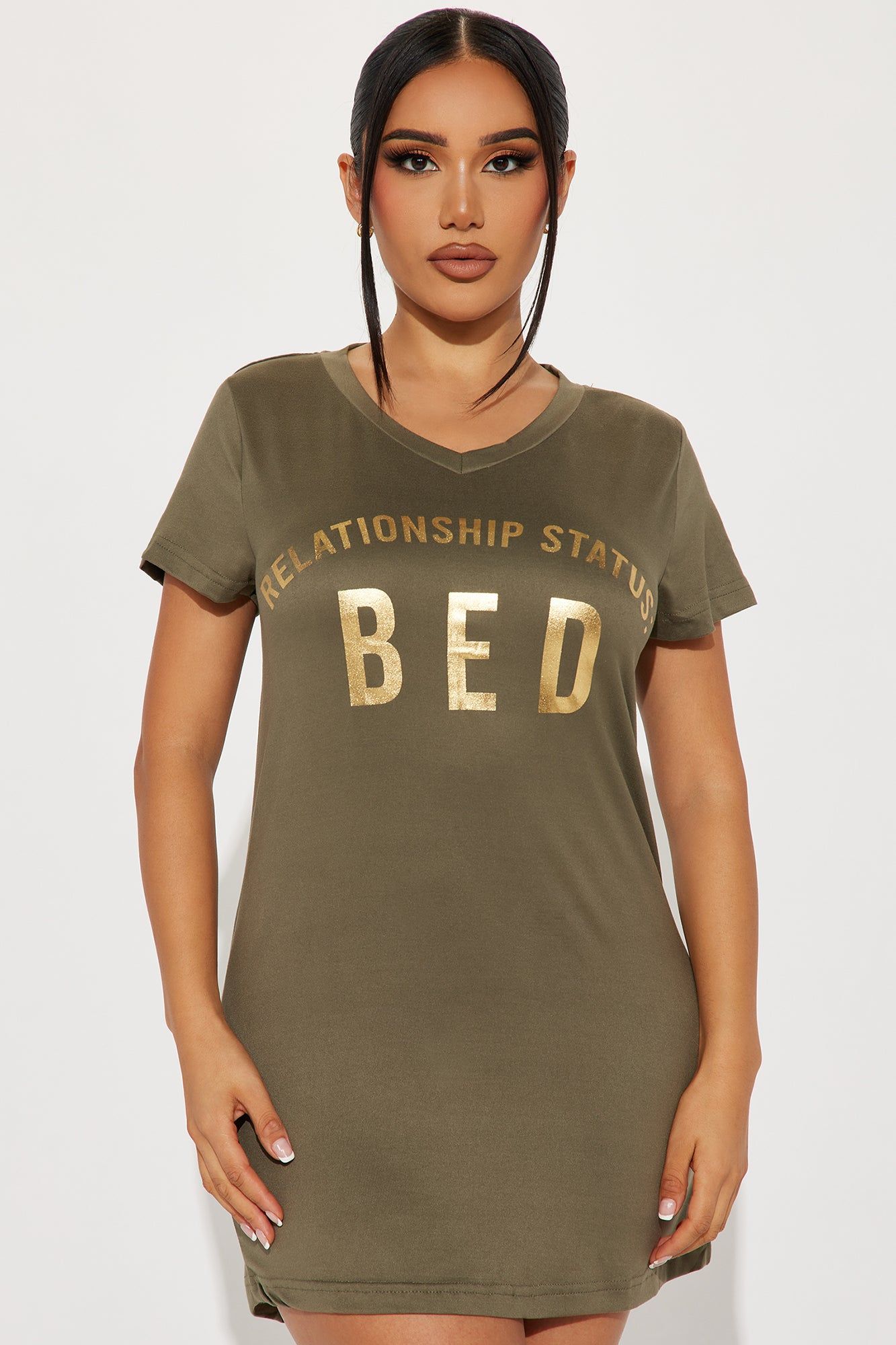 Sleepy Status PJ Sleep Shirt - Olive sold by Fashion Nova