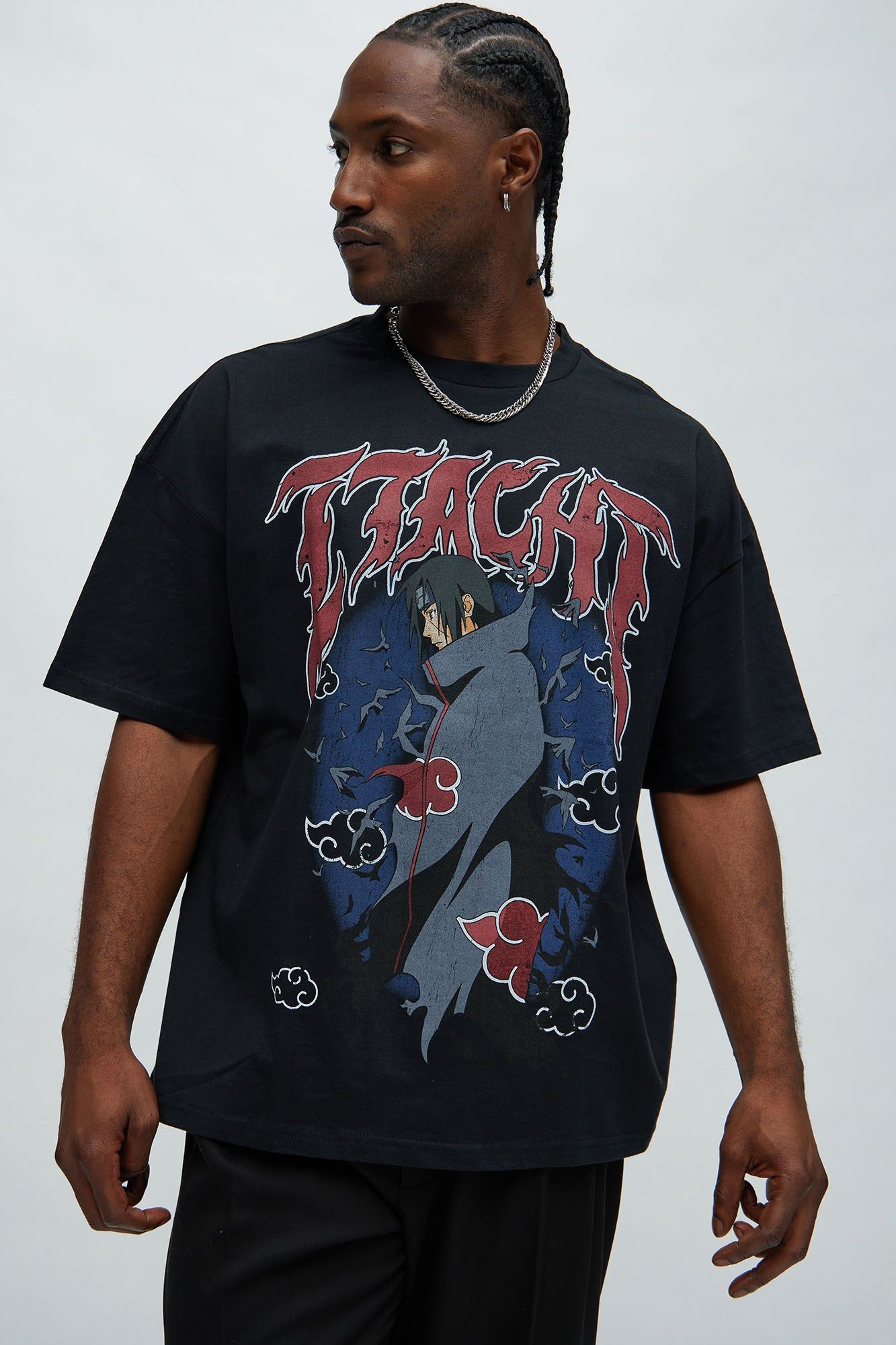 Naruto Itachi Clouds Oversized Short Sleeve Tee - Black sold by Fashion Nova
