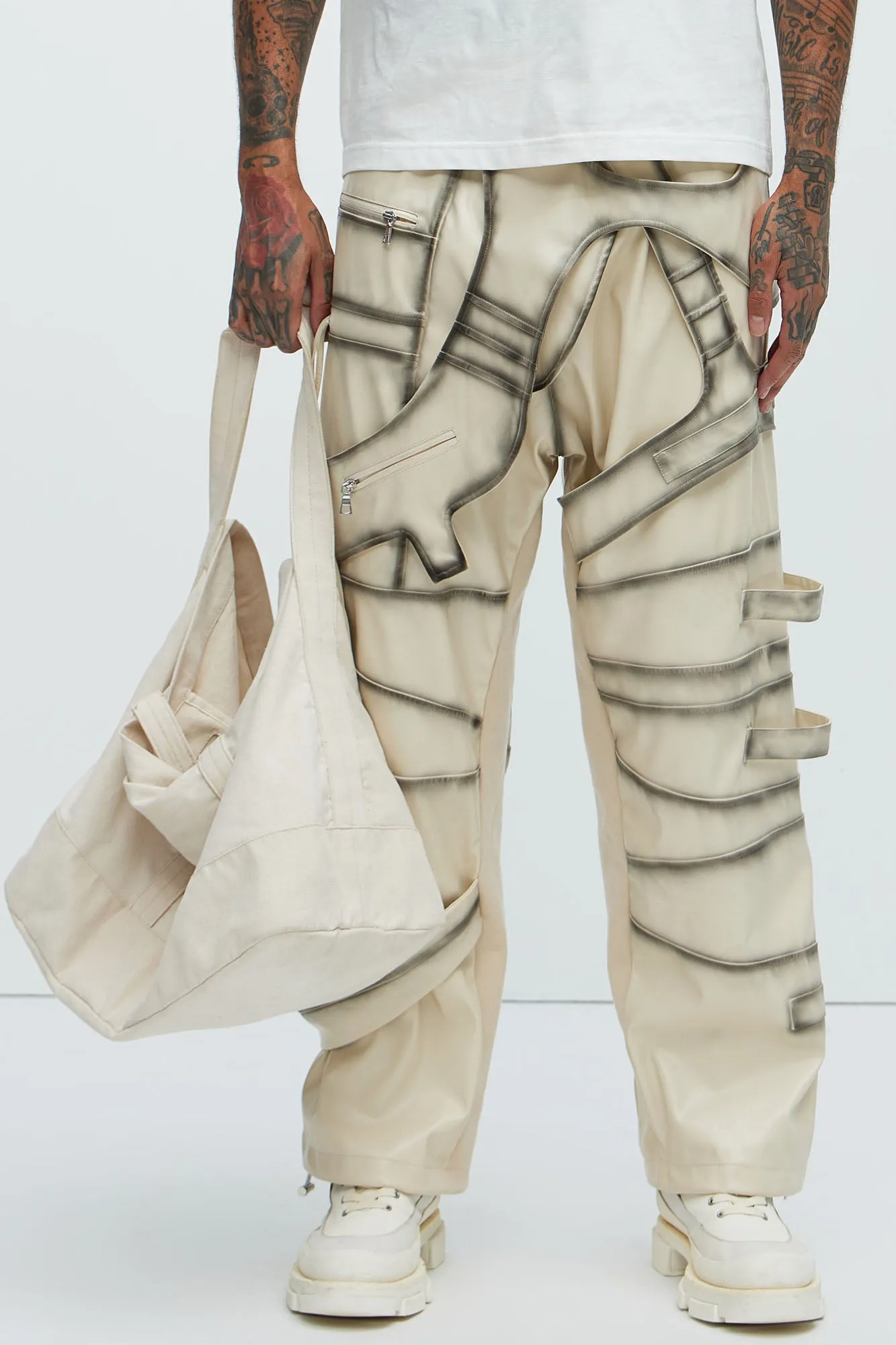 Split Vision Two Tone Belted Pants - Cream sold by Fashion Nova