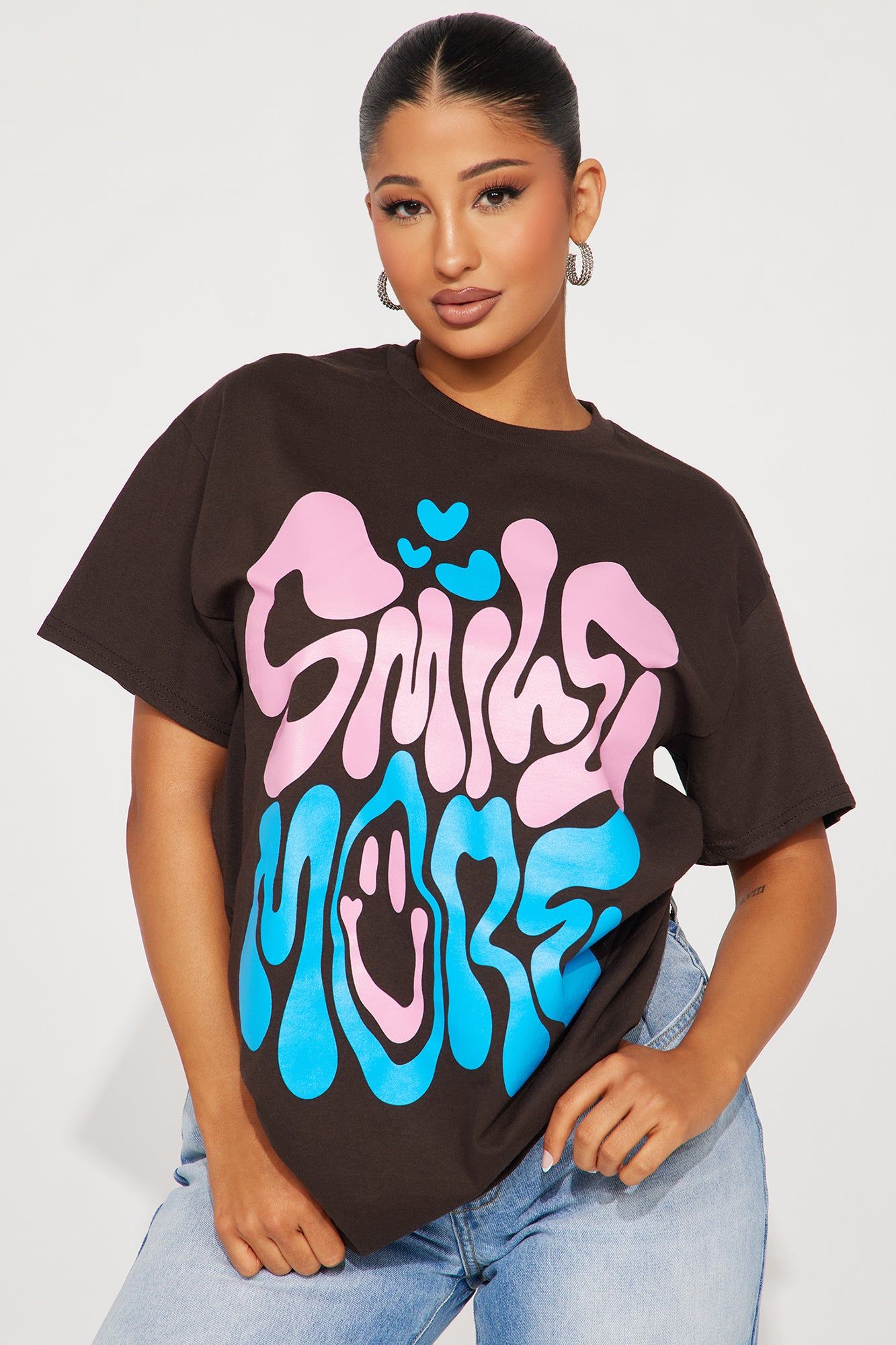 Smile More Tee - Brown sold by Fashion Nova