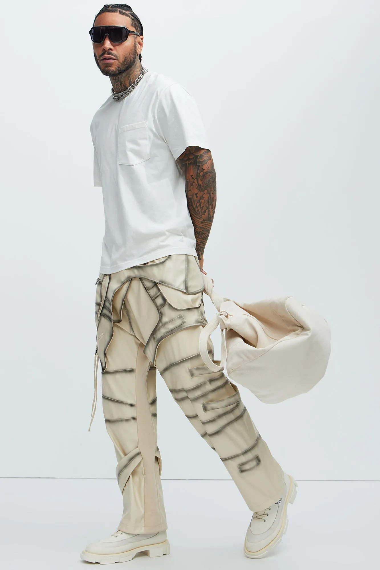 Split Vision Two Tone Belted Pants - Cream sold by Fashion Nova product image thumbnail 2