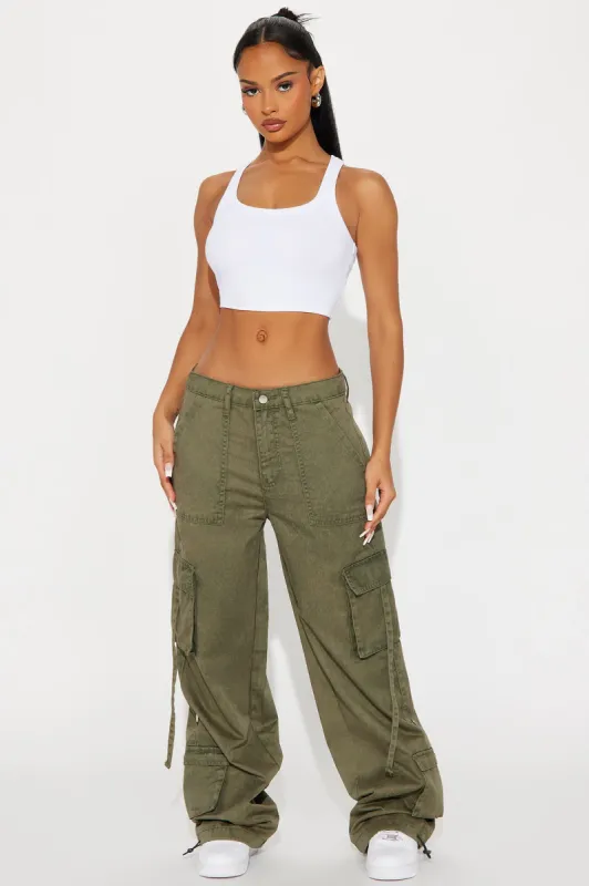 Jade Washed Wide Leg Jogger - Olive sold by Fashion Nova