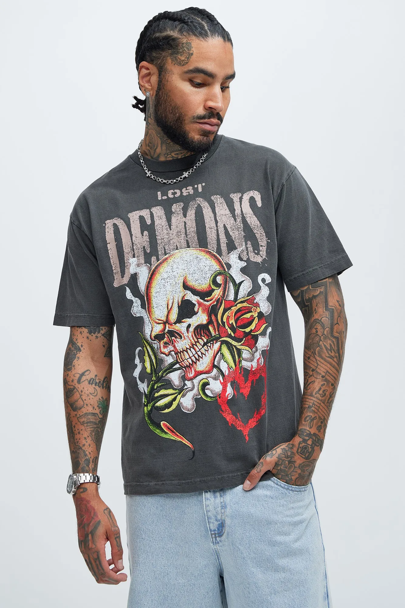 Lost Demons Short Sleeve Tee - Black sold by Fashion Nova