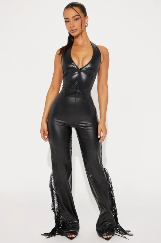 Western Life Faux Leather Pant Set  - Black sold by Fashion Nova