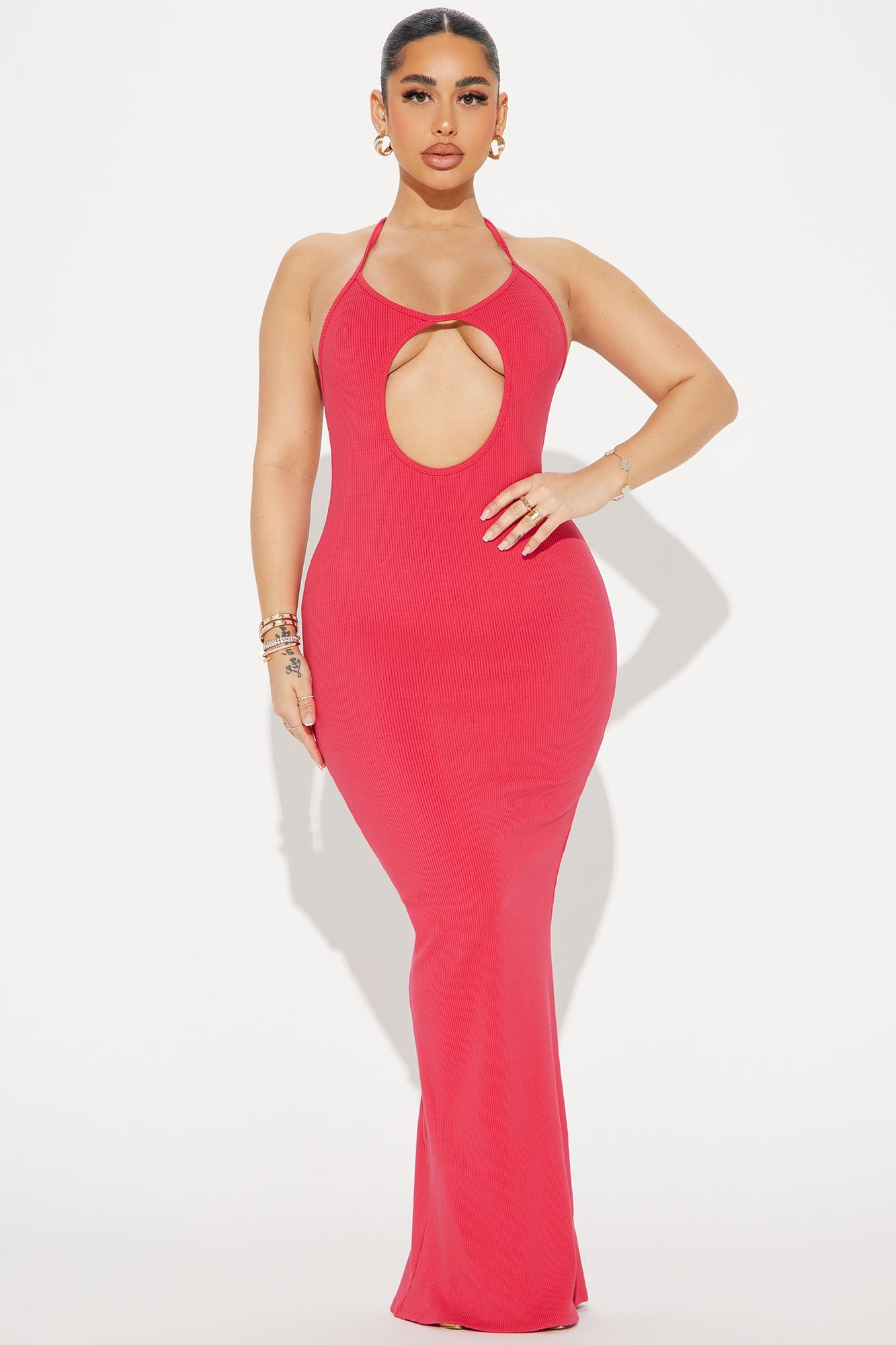 Abigail Snatched Maxi Dress - Raspberry sold by Fashion Nova