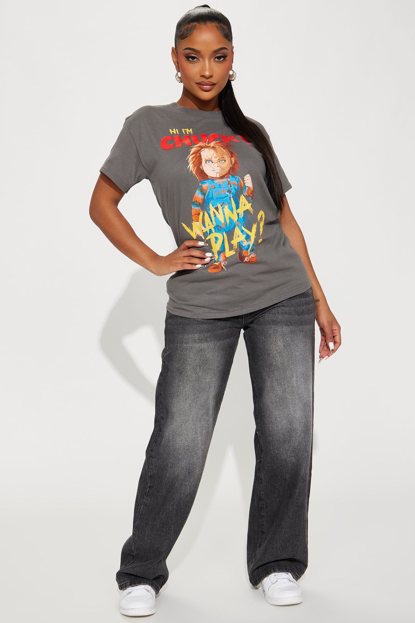 Wanna Play With Chucky Graphic Tee - Charcoal sold by Fashion Nova product image thumbnail 2