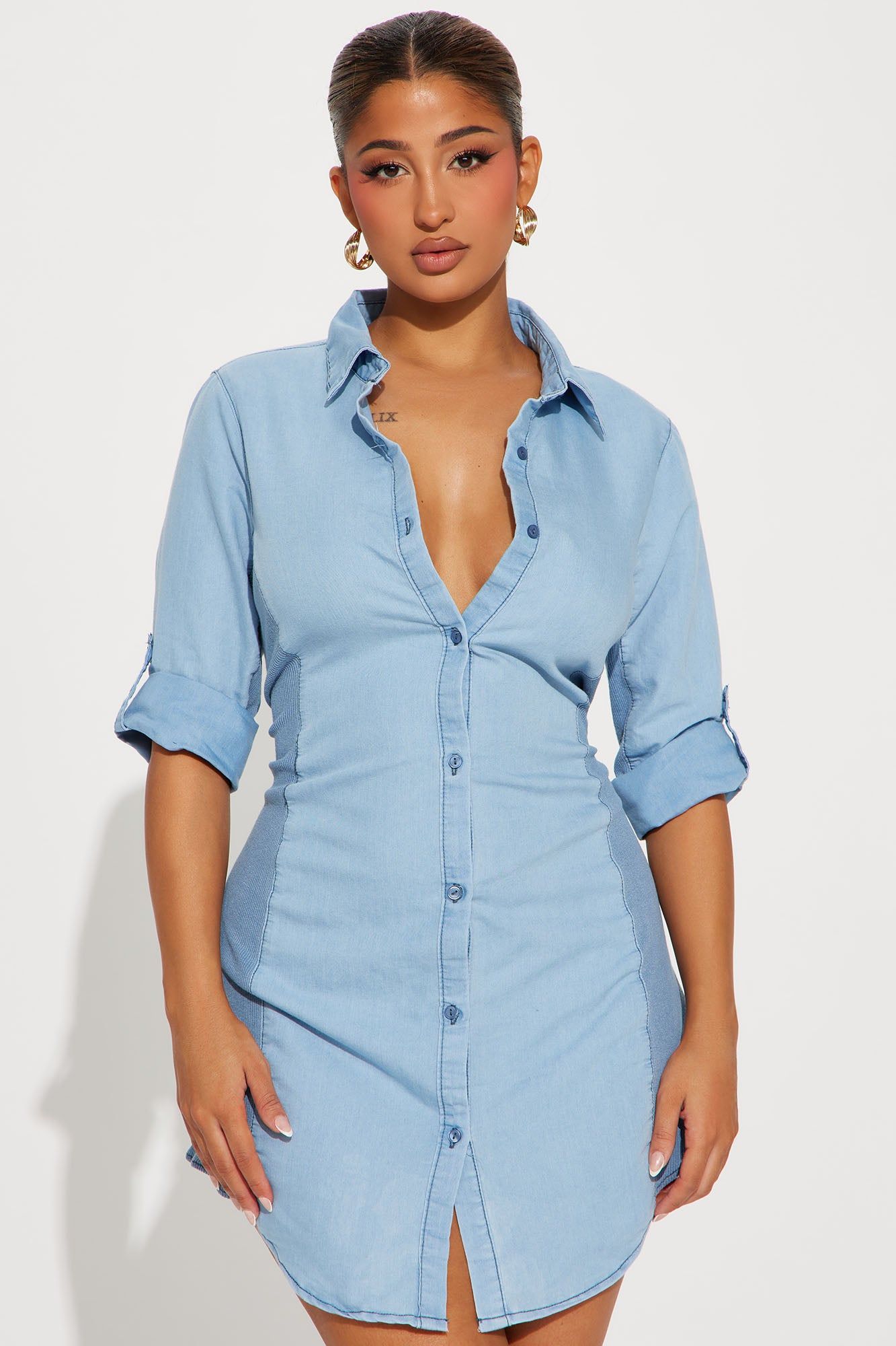 Yvette Chambray Shirt Dress - Light Wash sold by Fashion Nova product image thumbnail 2