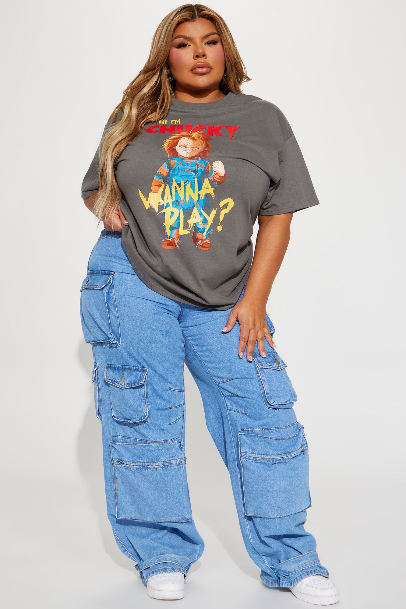 Wanna Play With Chucky Graphic Tee - Charcoal sold by Fashion Nova product image thumbnail 5