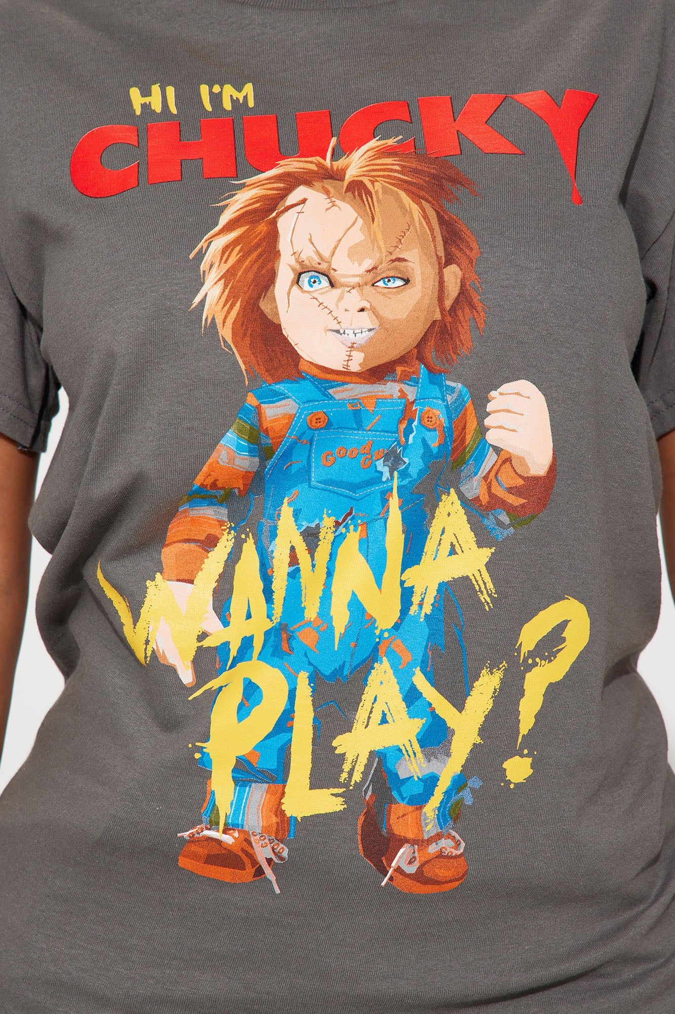 Wanna Play With Chucky Graphic Tee - Charcoal sold by Fashion Nova product image thumbnail 3