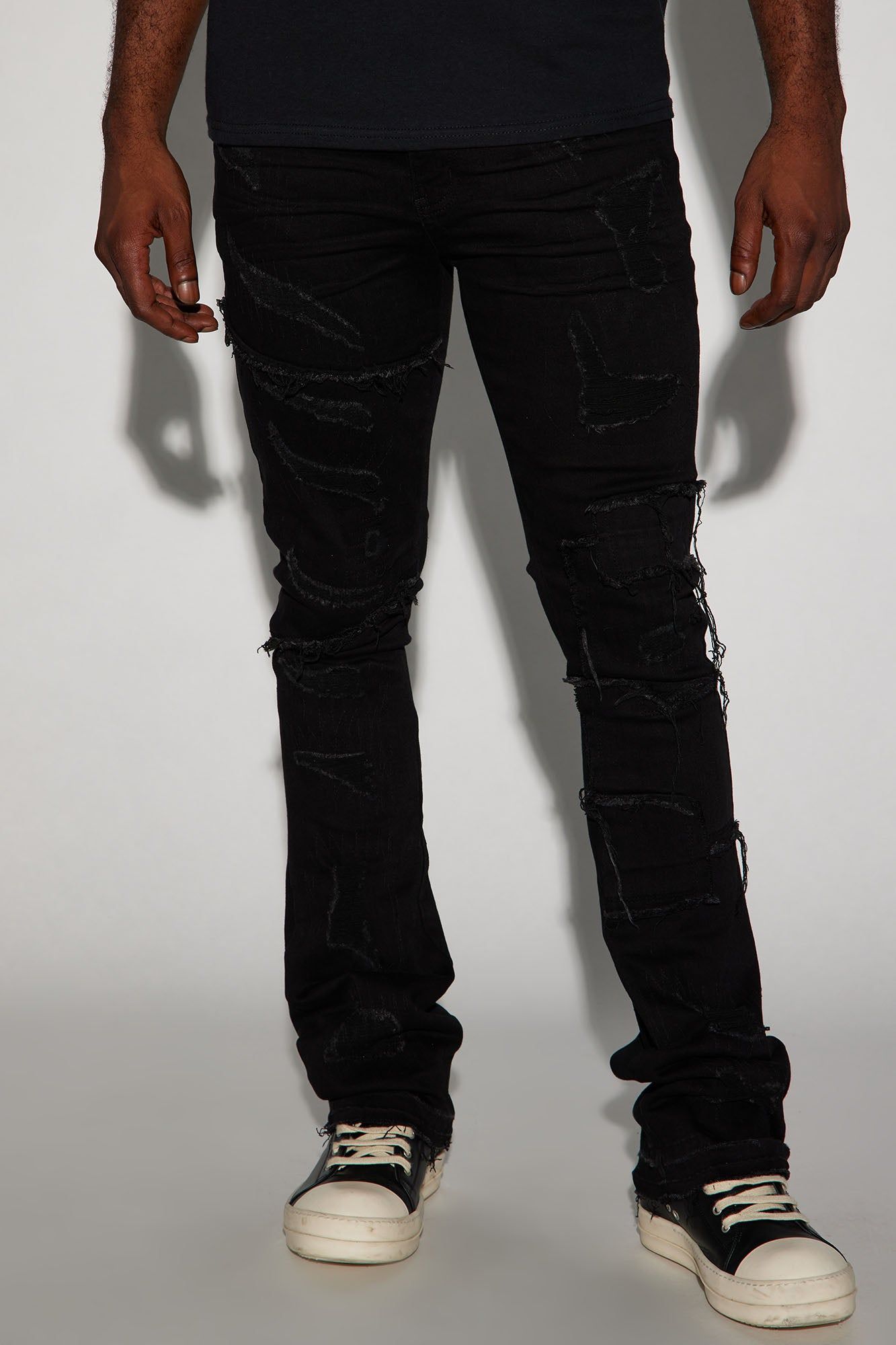 At The Moment Stacked Skinny Flare Jeans - Black sold by Fashion Nova