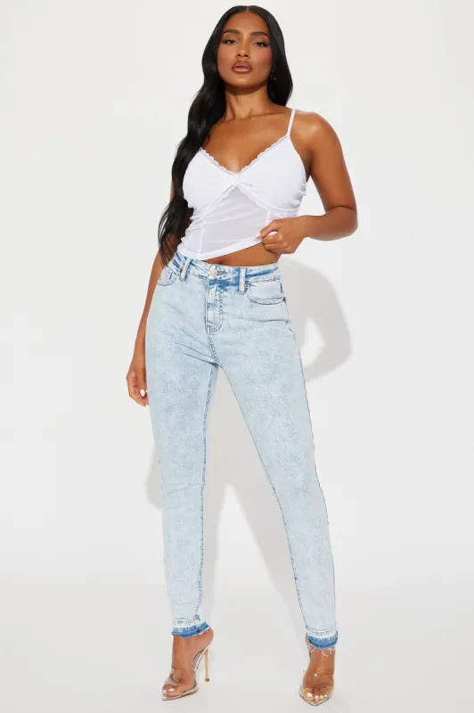 Applying Pressure Stretch Skinny Jeans - Light Wash sold by Fashion Nova