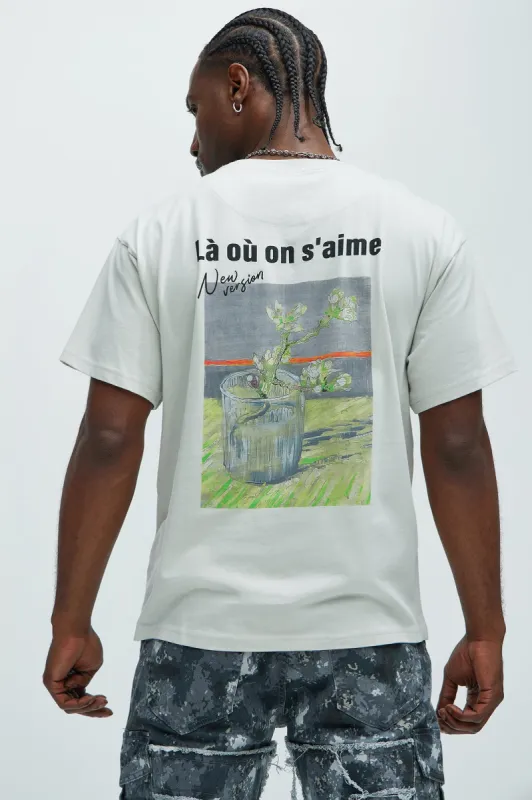 La ou on s'aime Short Sleeve Tee - Grey sold by Fashion Nova