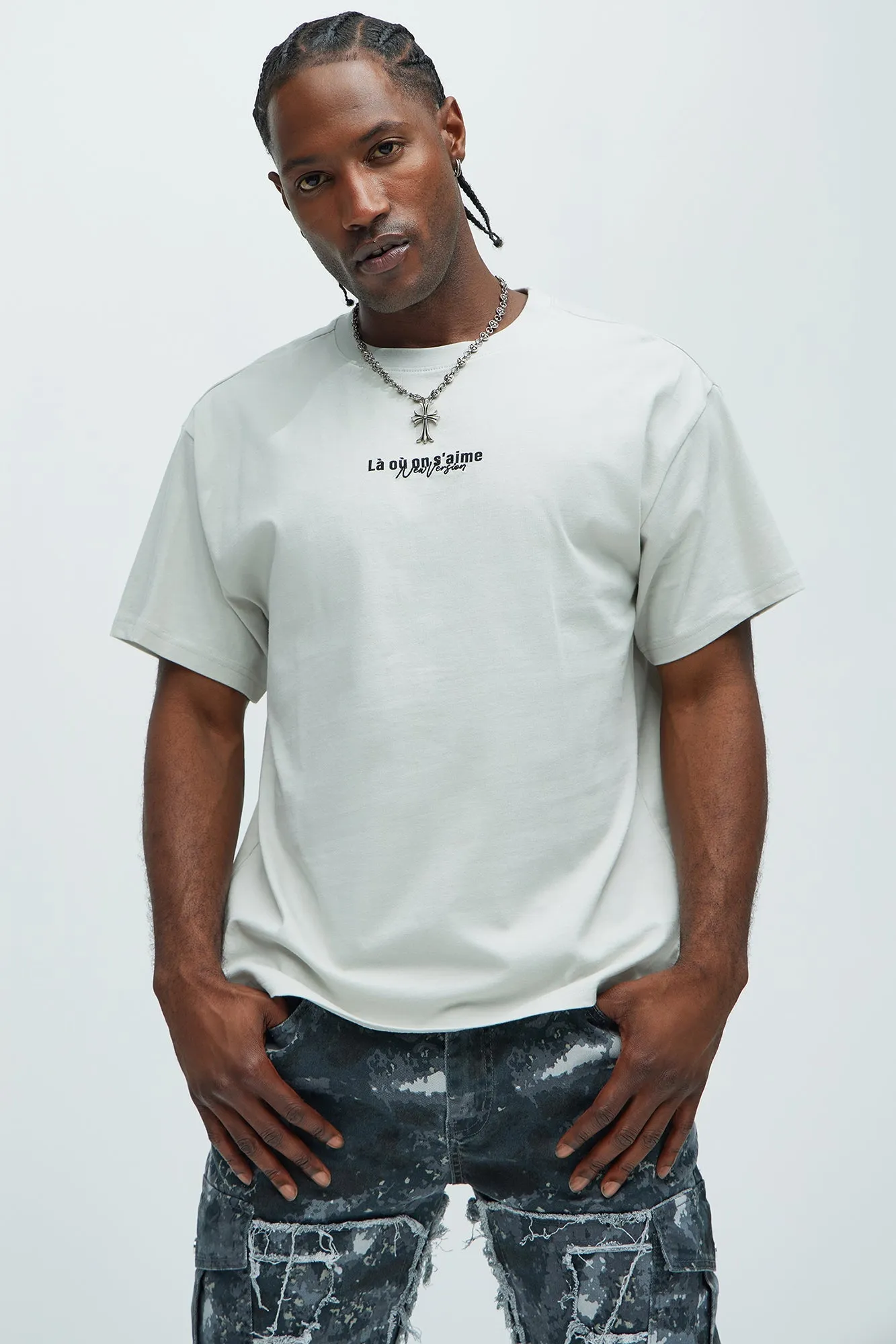 La ou on s'aime Short Sleeve Tee - Grey sold by Fashion Nova product image thumbnail 4