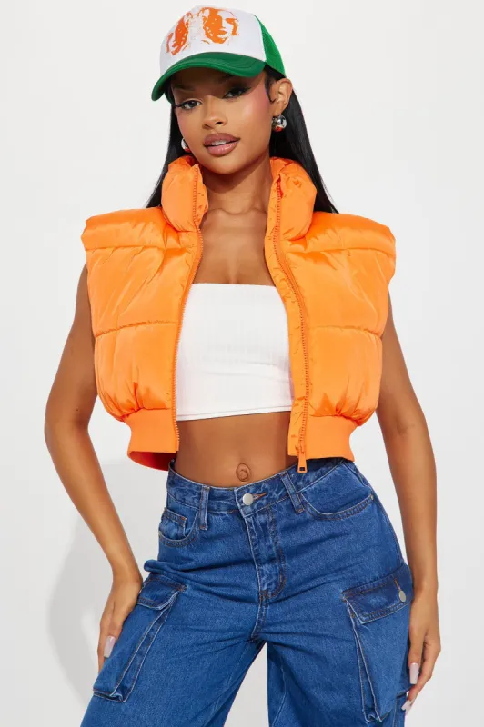 Winter Date Puffer Vest - Orange sold by Fashion Nova