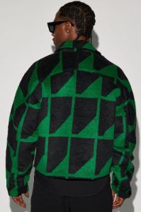 Arnold Felt Jacquard Cropped Jacket - Green sold by Fashion Nova