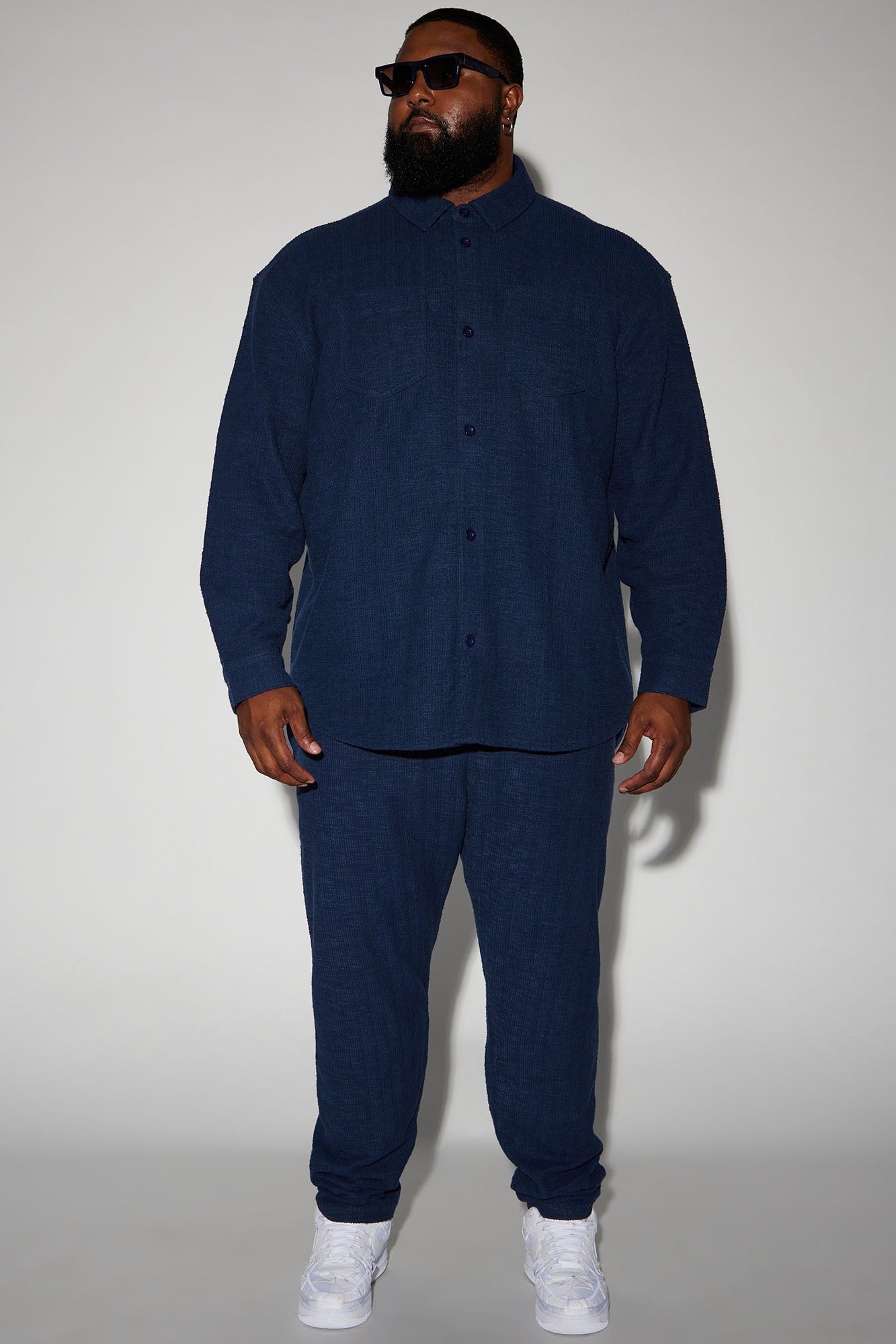 Dean Textured Long Sleeve Button Up Shirt - Navy sold by Fashion Nova product image thumbnail 11