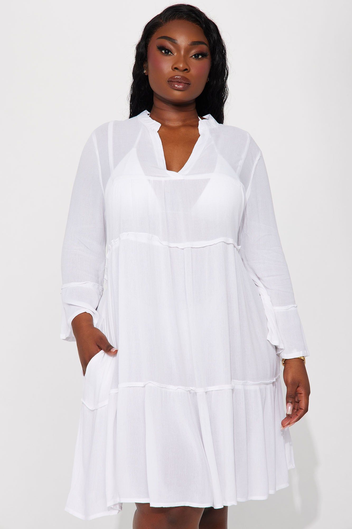 Breezy Nights Linen Cover Up Dress - White sold by Fashion Nova product image thumbnail 4