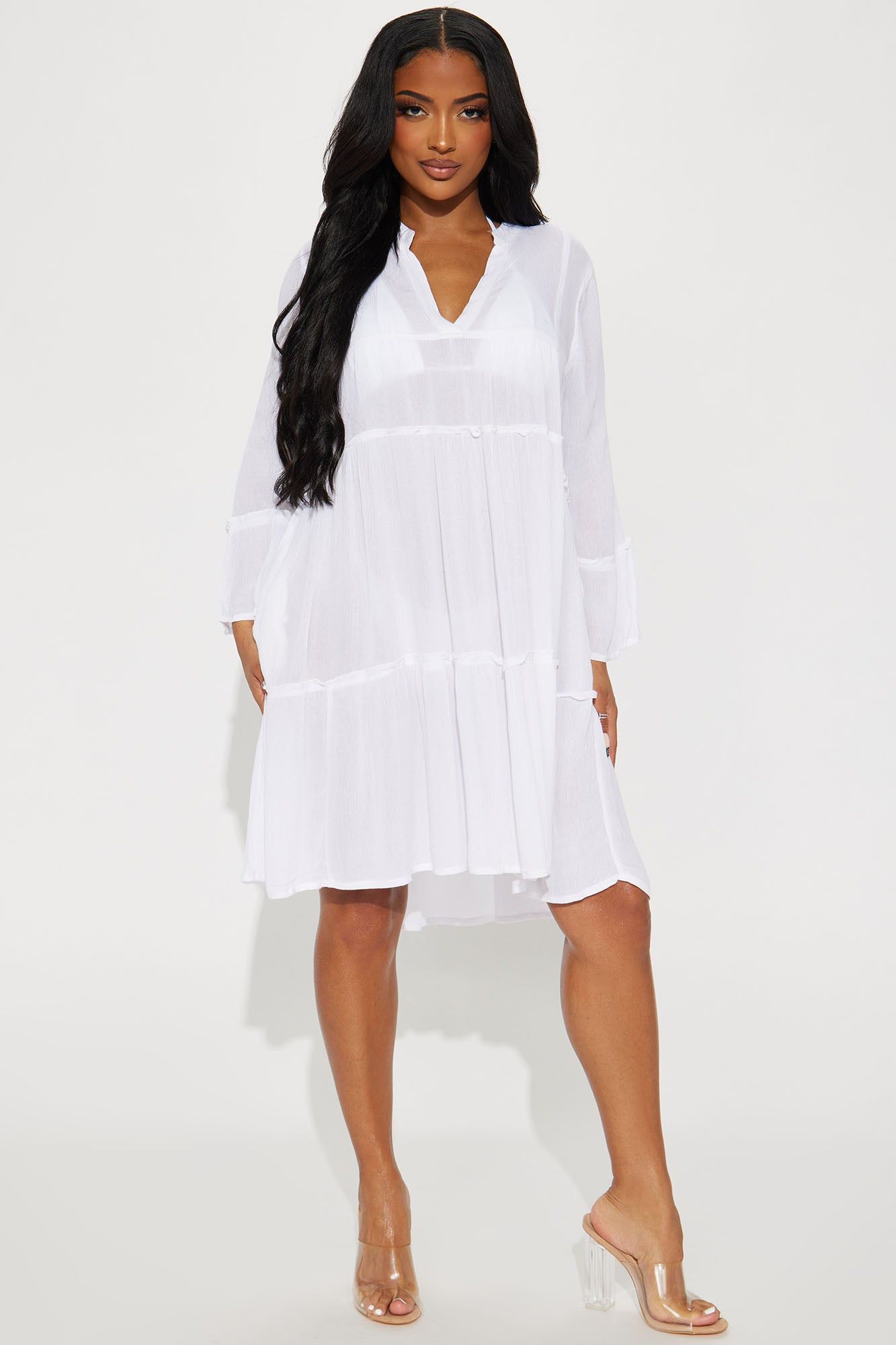 Breezy Nights Linen Cover Up Dress - White sold by Fashion Nova product image thumbnail 2