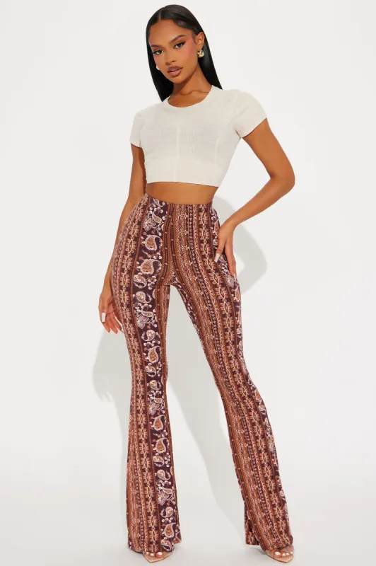 Celestial Beings Flare Pant - Brown/combo sold by Fashion Nova
