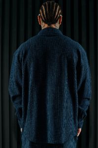 Dean Textured Long Sleeve Button Up Shirt - Navy sold by Fashion Nova
