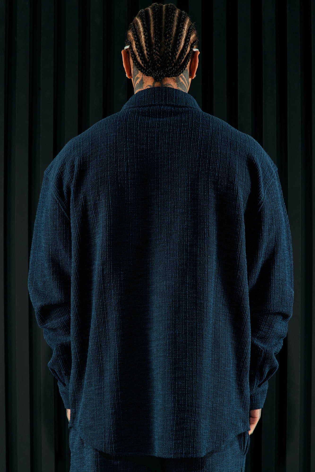 Dean Textured Long Sleeve Button Up Shirt - Navy sold by Fashion Nova product image thumbnail 3