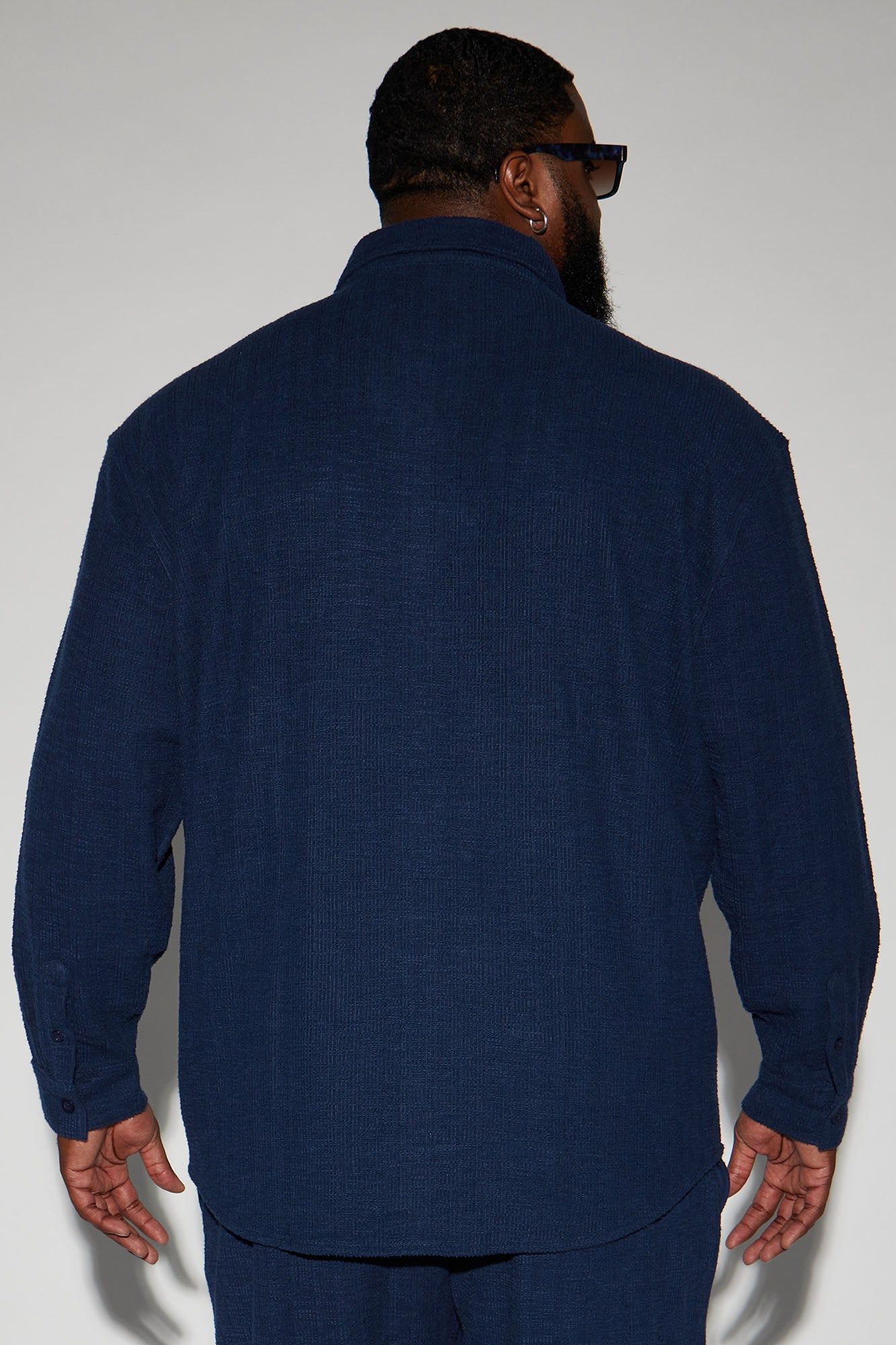 Dean Textured Long Sleeve Button Up Shirt - Navy sold by Fashion Nova product image thumbnail 13