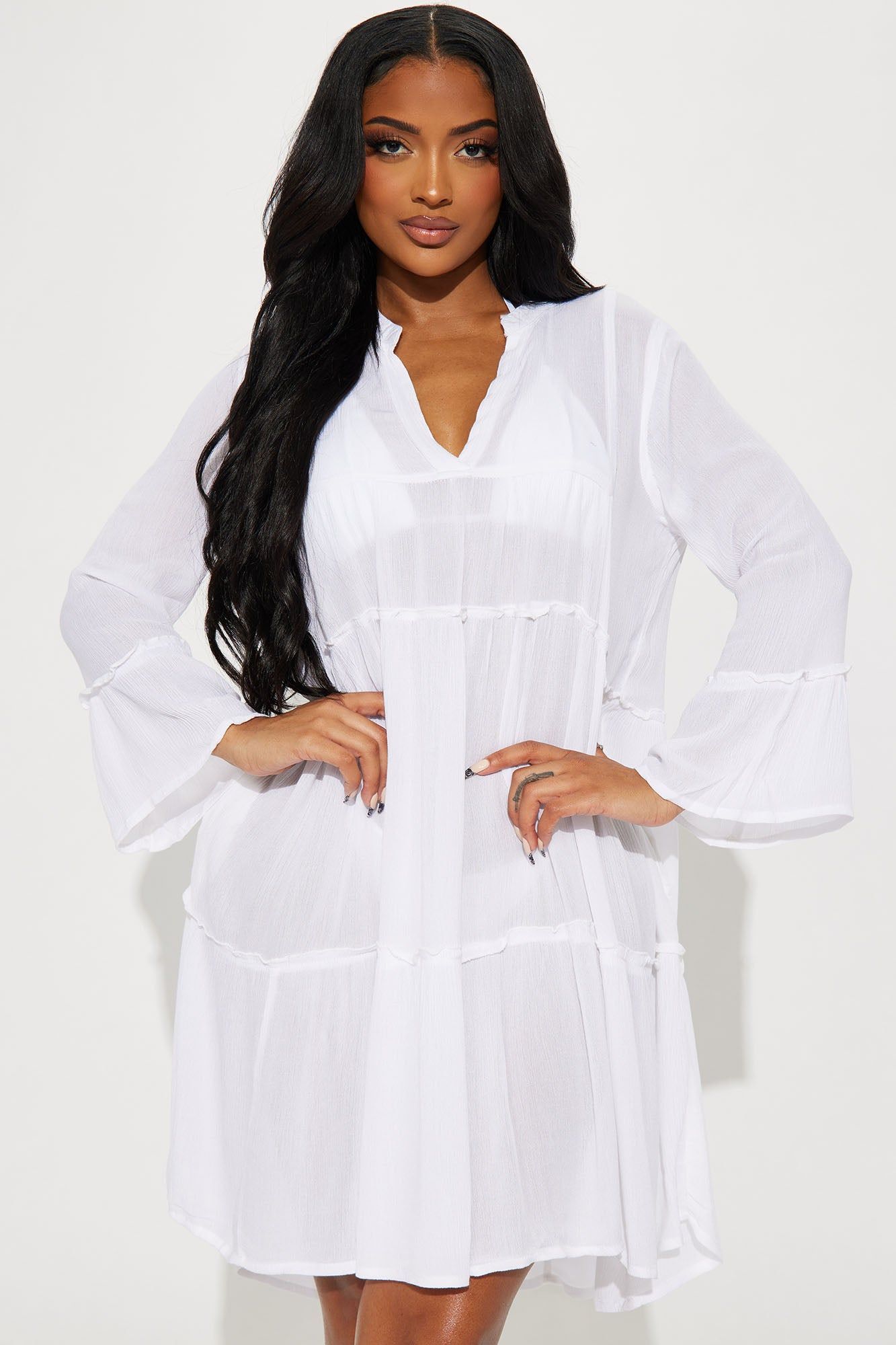 Breezy Nights Linen Cover Up Dress - White sold by Fashion Nova
