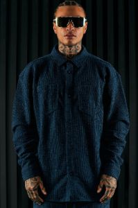 Dean Textured Long Sleeve Button Up Shirt - Navy sold by Fashion Nova