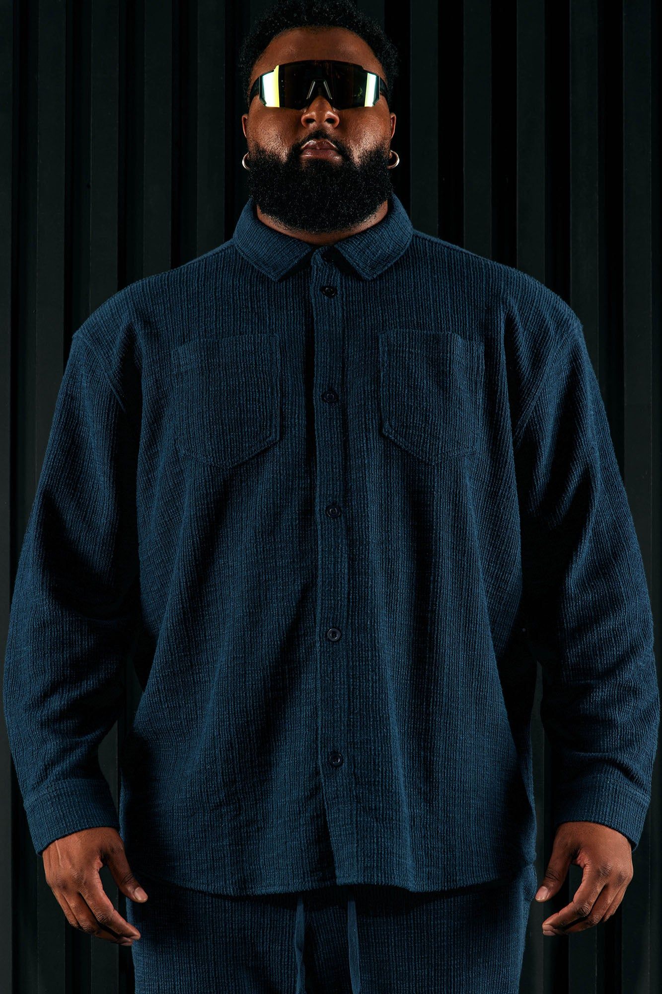 Dean Textured Long Sleeve Button Up Shirt - Navy sold by Fashion Nova product image thumbnail 7